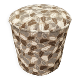 1930s Czechoslovak Art Deco Upholstered Round Tabouret Stool