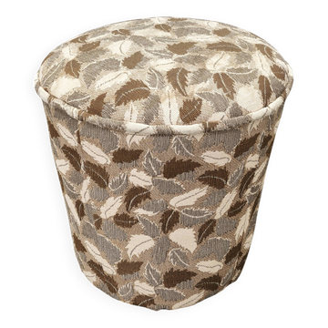1930s Czechoslovak Art Deco Upholstered Round Tabouret Stool