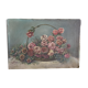 Toile Panier de fleurs 1940 signé