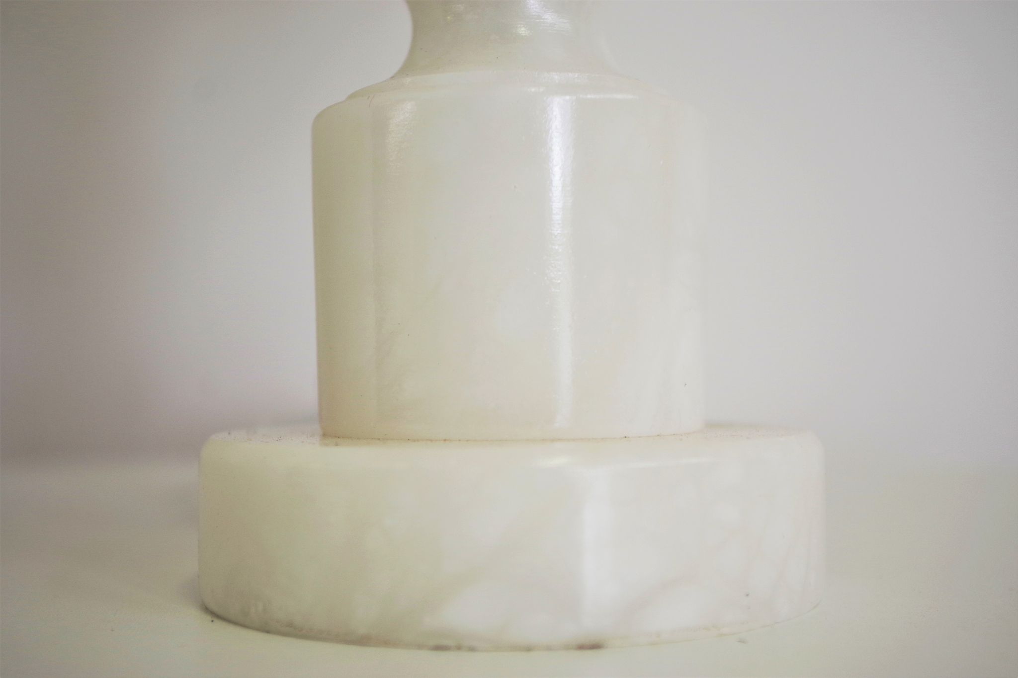 White marble table lamp with pink lampshade, 1950