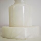 White marble table lamp with pink lampshade, 1950