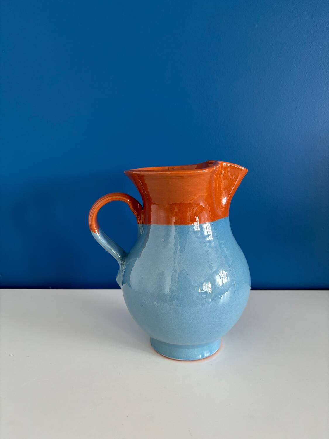 blue glazed ceramic carafe / blue glazed ceramic vase