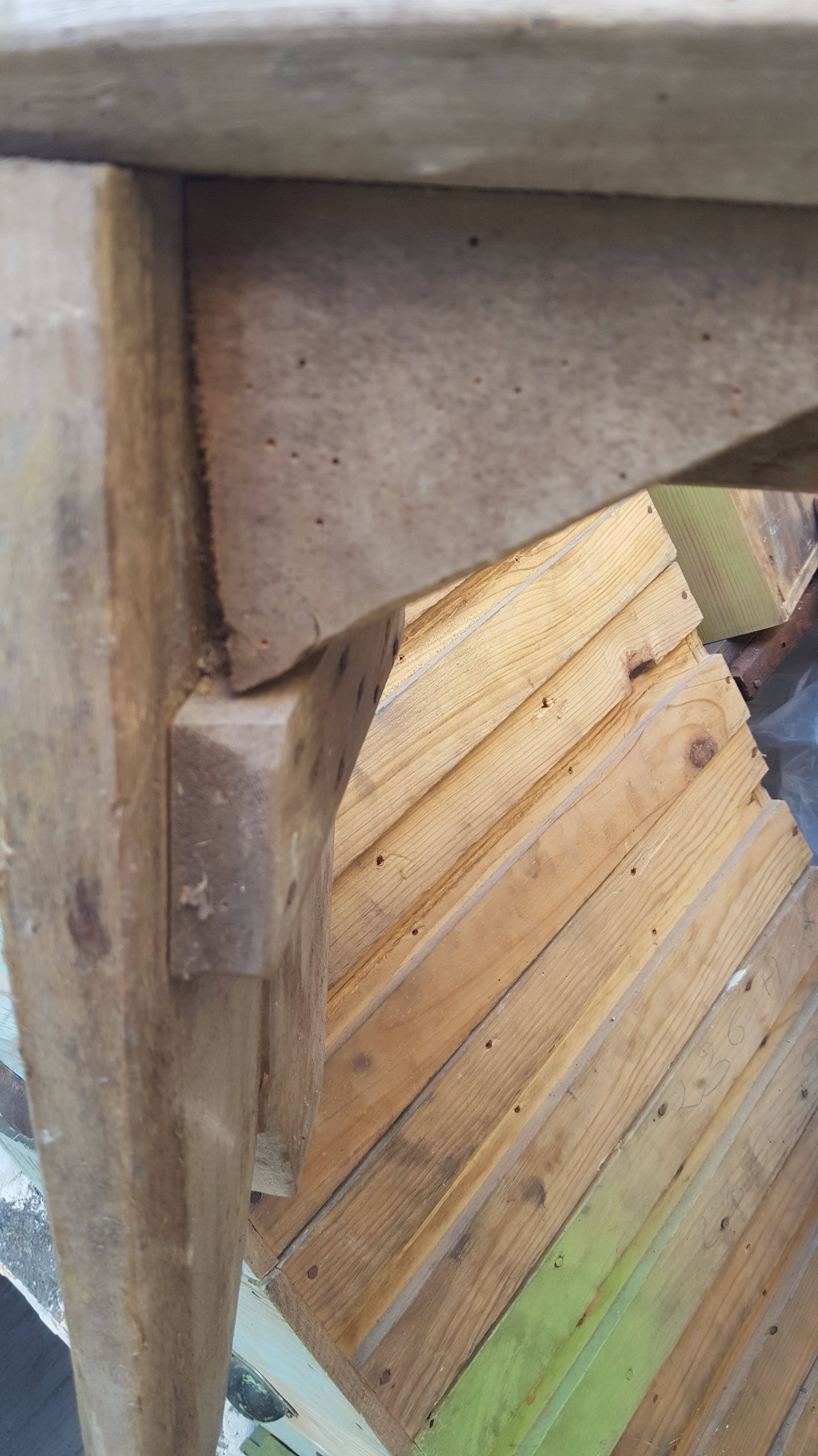 Raw light wood bench