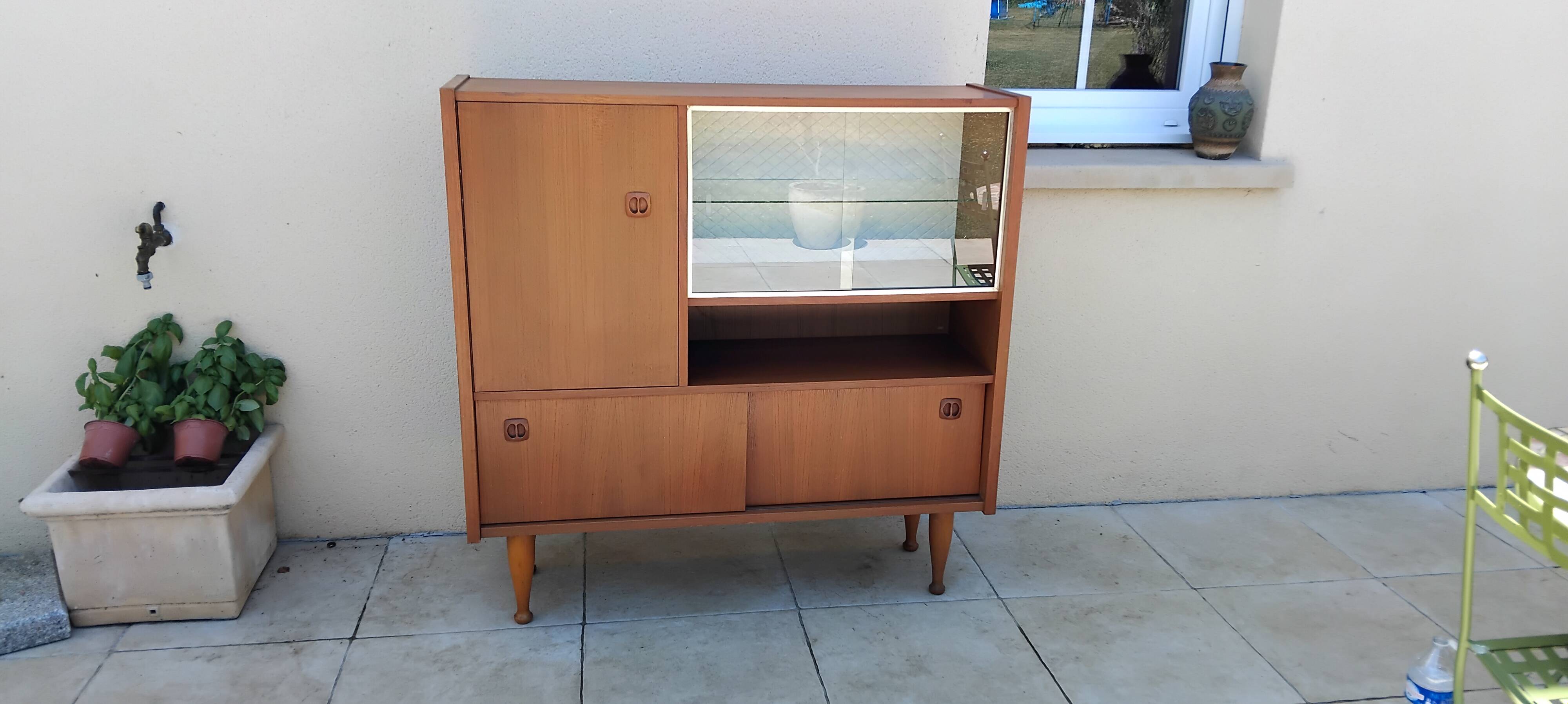 Scandinavian vintage teak display cabinet