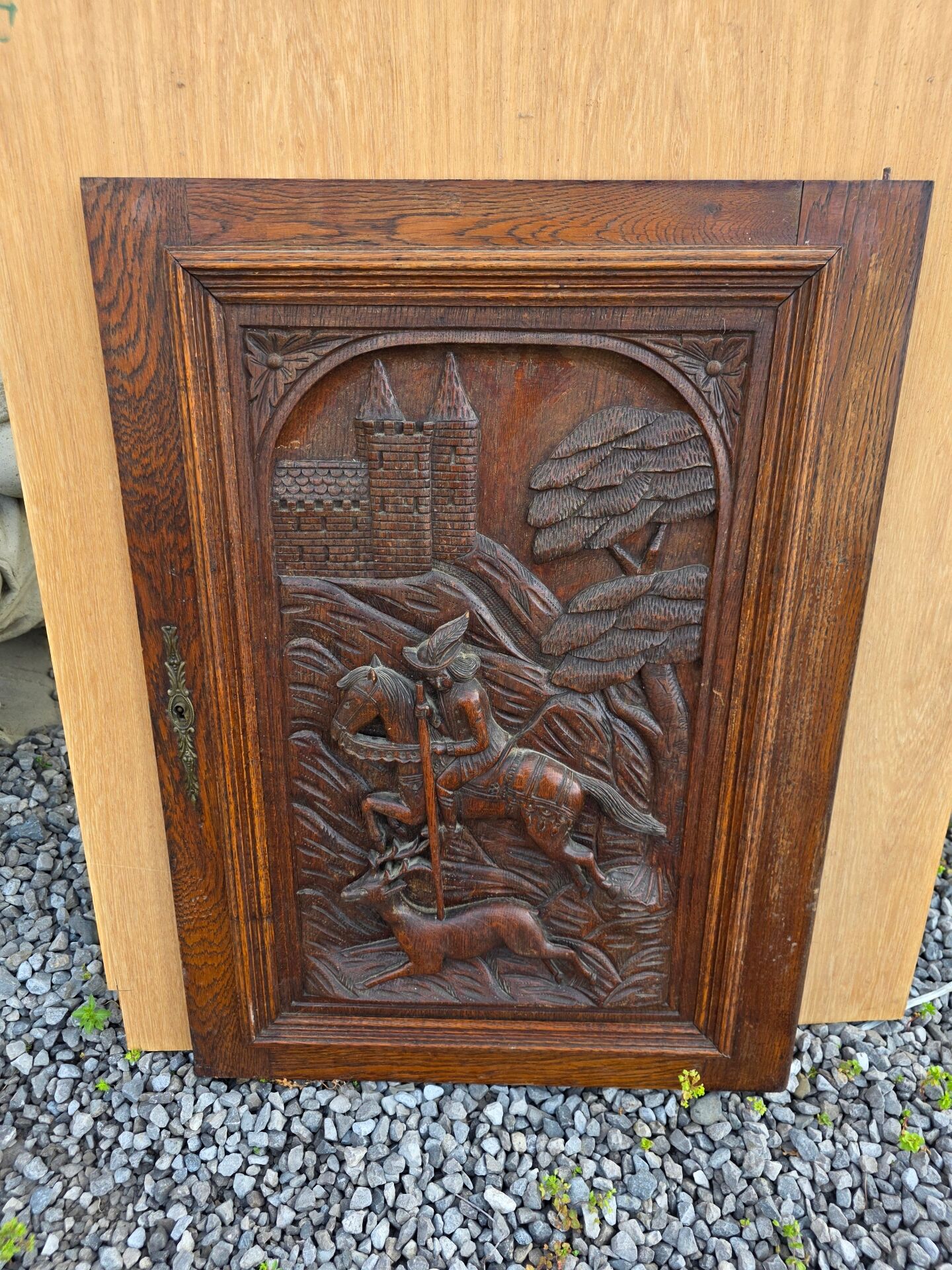 Carved oak solid wood door