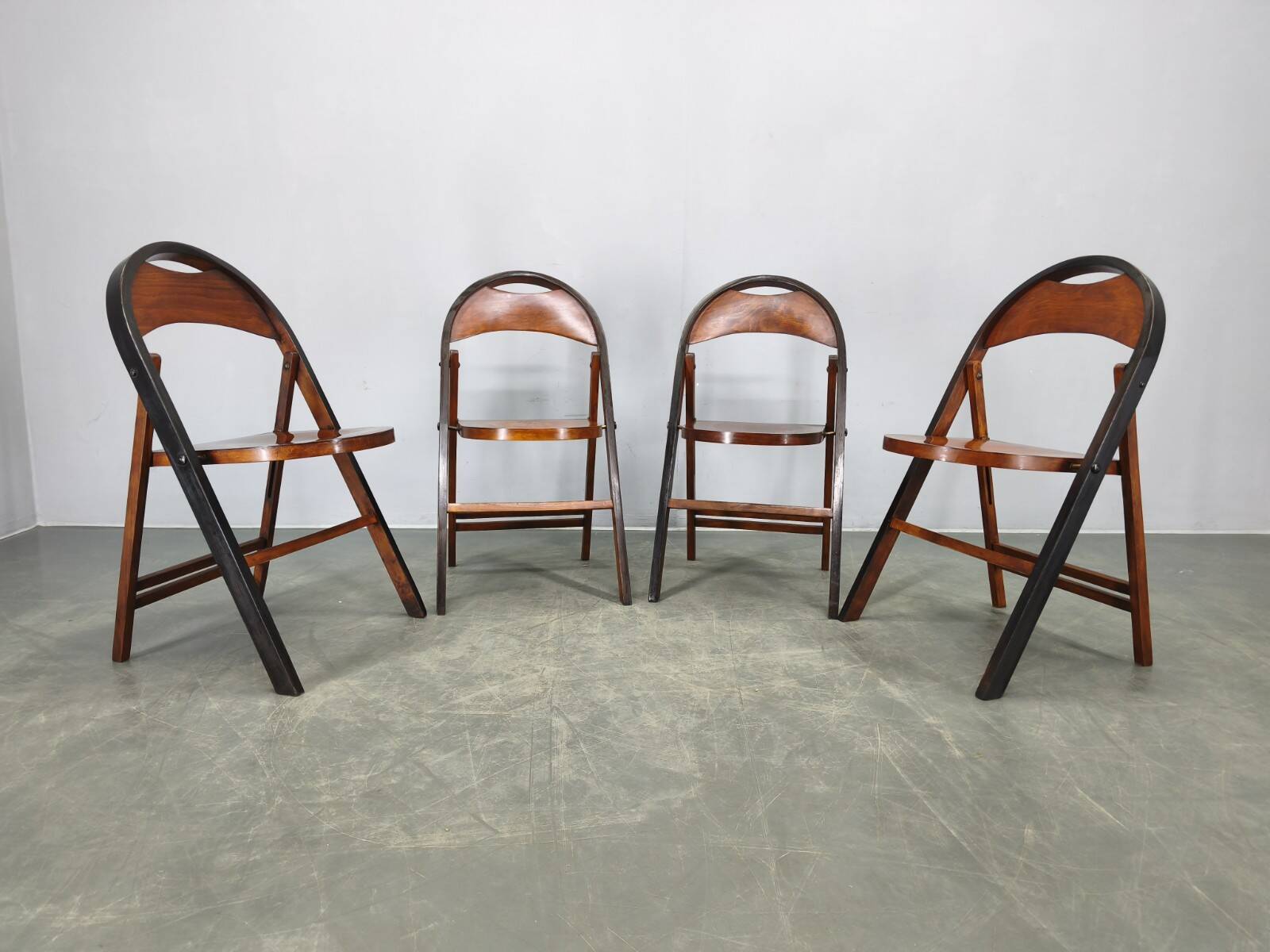 Set of Four Bauhaus Folding Chairs B751 by Ligna, Czechoslovakia 1930s