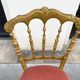 chaise Napoléon III en bois doré et velours rose, chaise ancienne Chiavari en bois