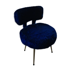 Ancienne Chaise Moumoute Bleue
