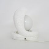 Vintage White Cobra Snake Lamp in Ceramic and opaline globe. 80 years