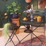 Vintage dark green metal bistro set