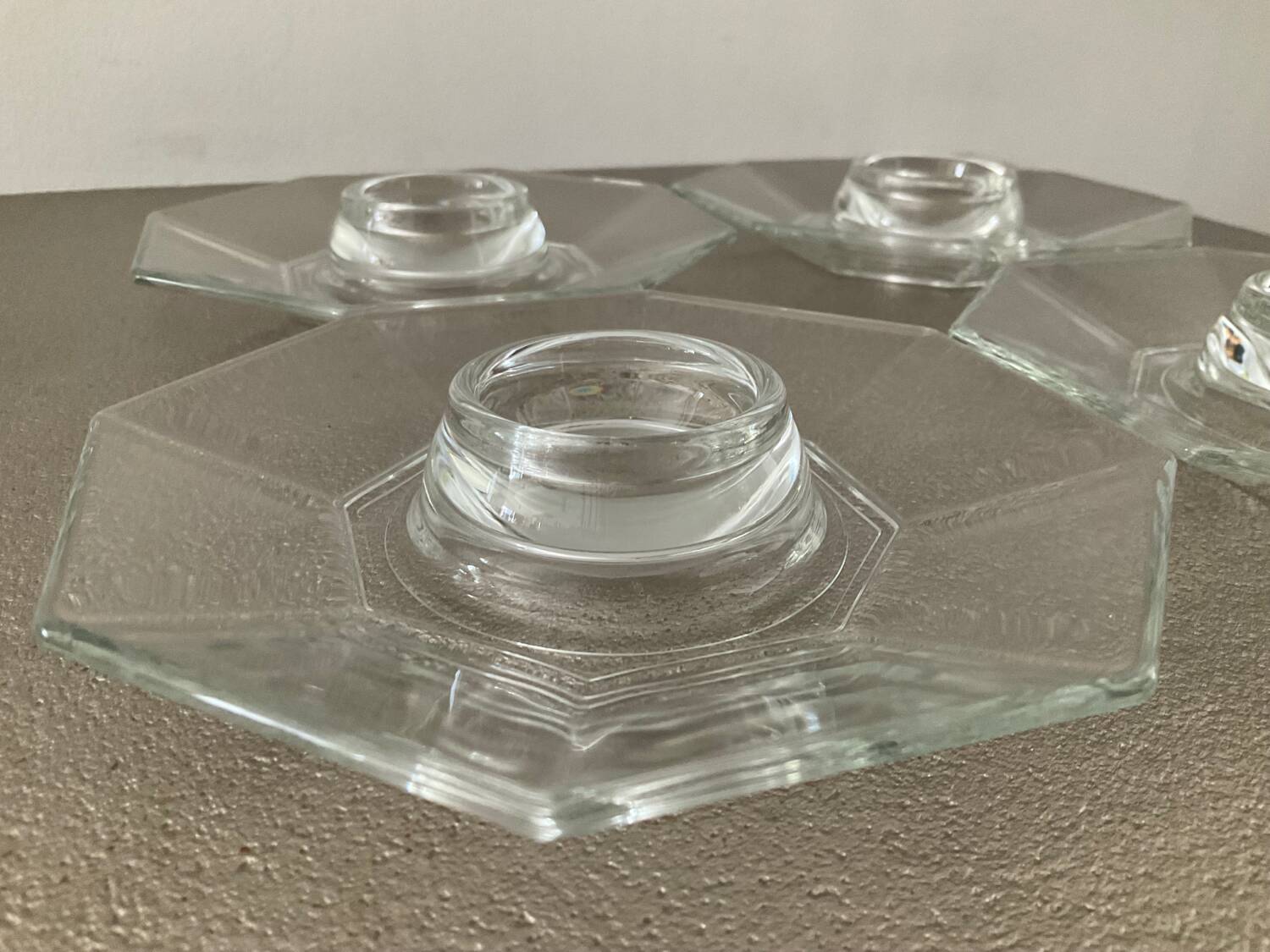 Series of 4 vintage octagonal egg cups France