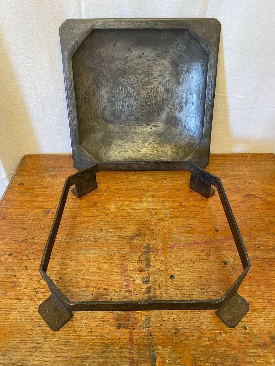 Antique Metal Centerpiece + Vintage Wrought Iron Stand