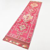 3x10 Pink & Red Tribal Vintage Runner Rug, 80x306Cm