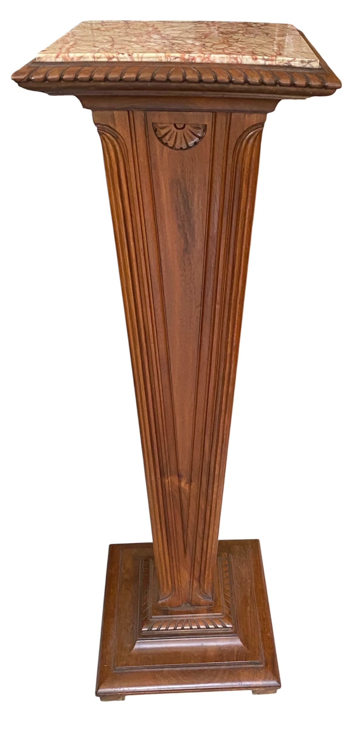 Antique wooden and marble column pedestal – Art Deco style