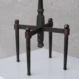 Brutalist iron mid-century floor and table lamp set
