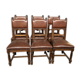 Renaissance-oak and leather style chairs