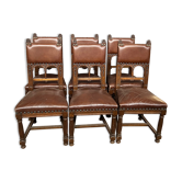Renaissance style chairs - oak and leather