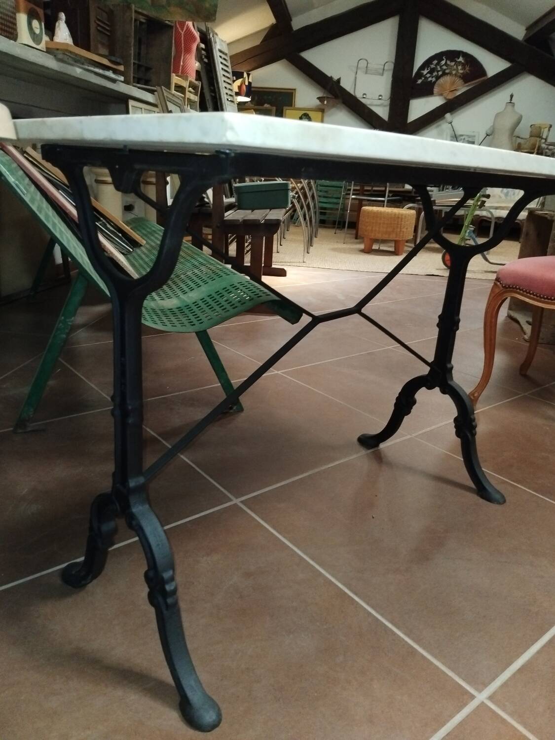 Cast iron and white marble bistro table