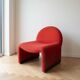 Pair of vintage armchairs from the 70s in red fabric.
