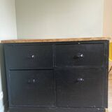 Commode en bois style indus peinte en noir