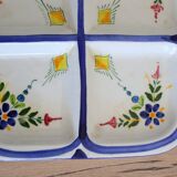 Flat with 4 compartments in earthenware floral decoration