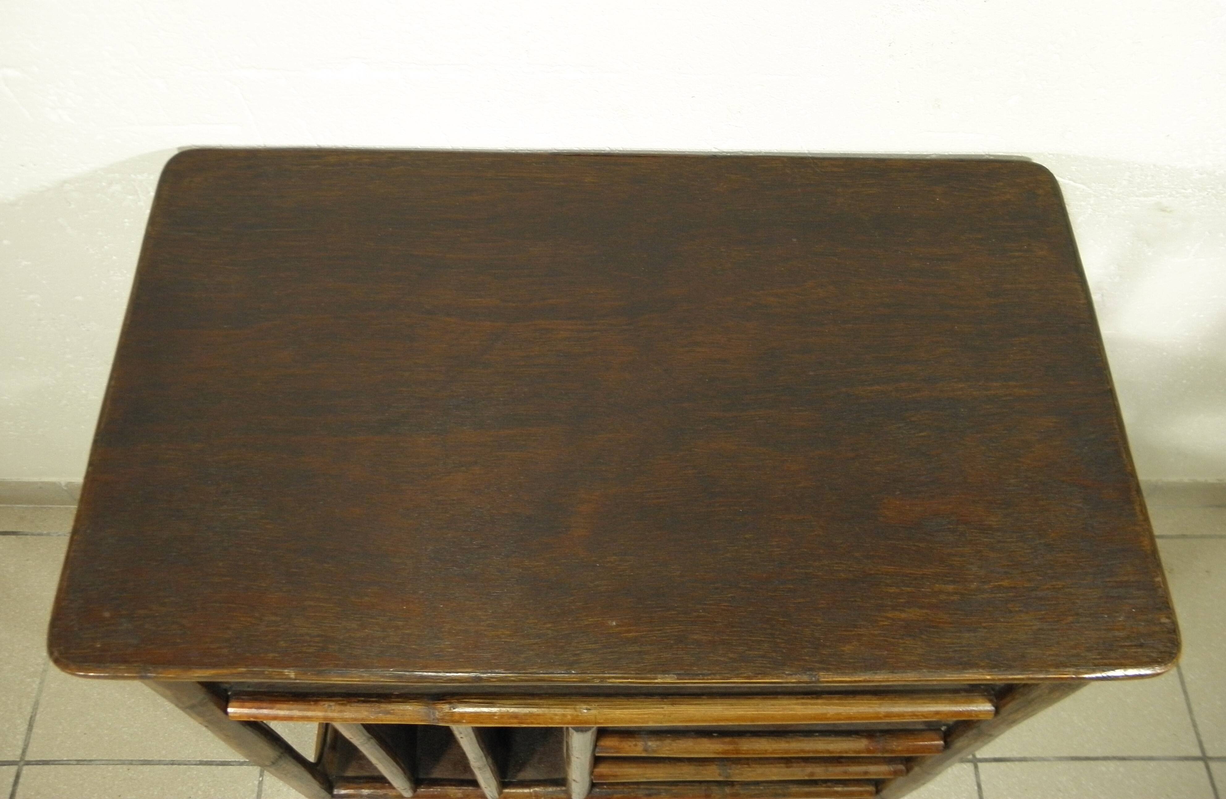 70s rattan hi-fi cabinet