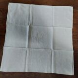 Antique cotton damask napkin embroidered with monogram NR