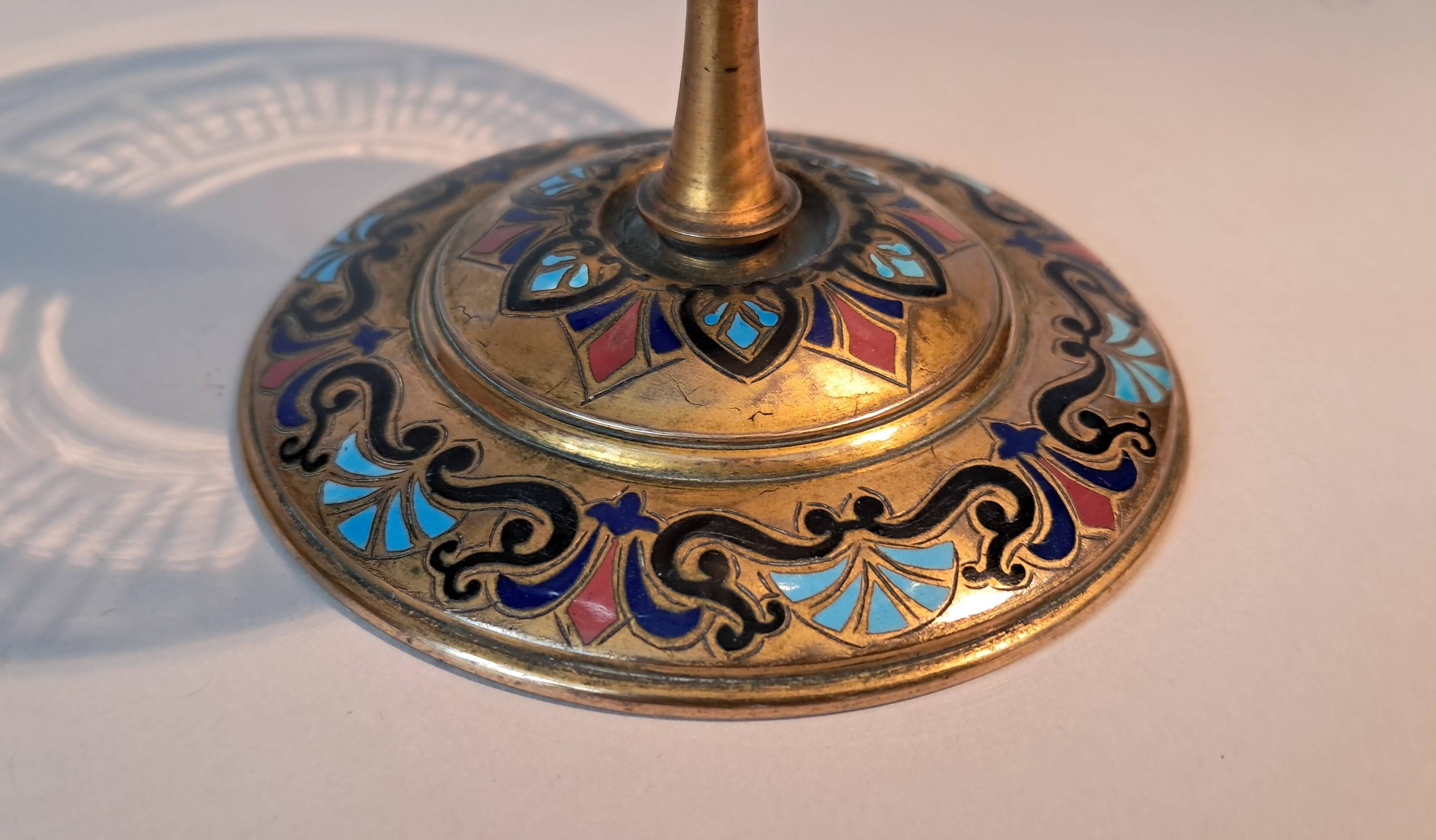 Cloisonné brass soliflore vase from the Napoléon III period.