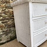 80s rattan chest of drawers