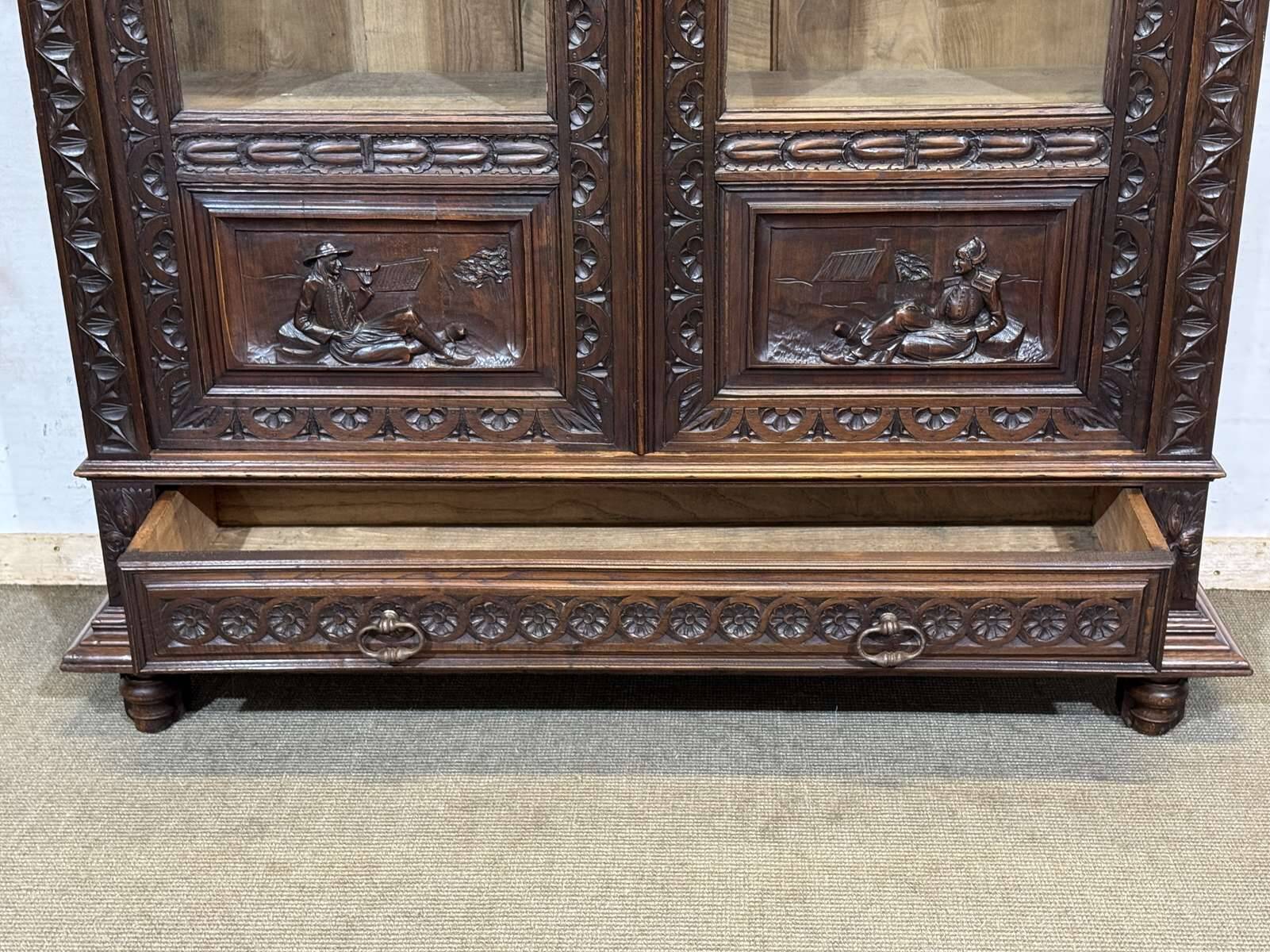 Breton library from the early 20th century in chestnut wood