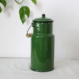 Enamelled metal milk jar, vintage