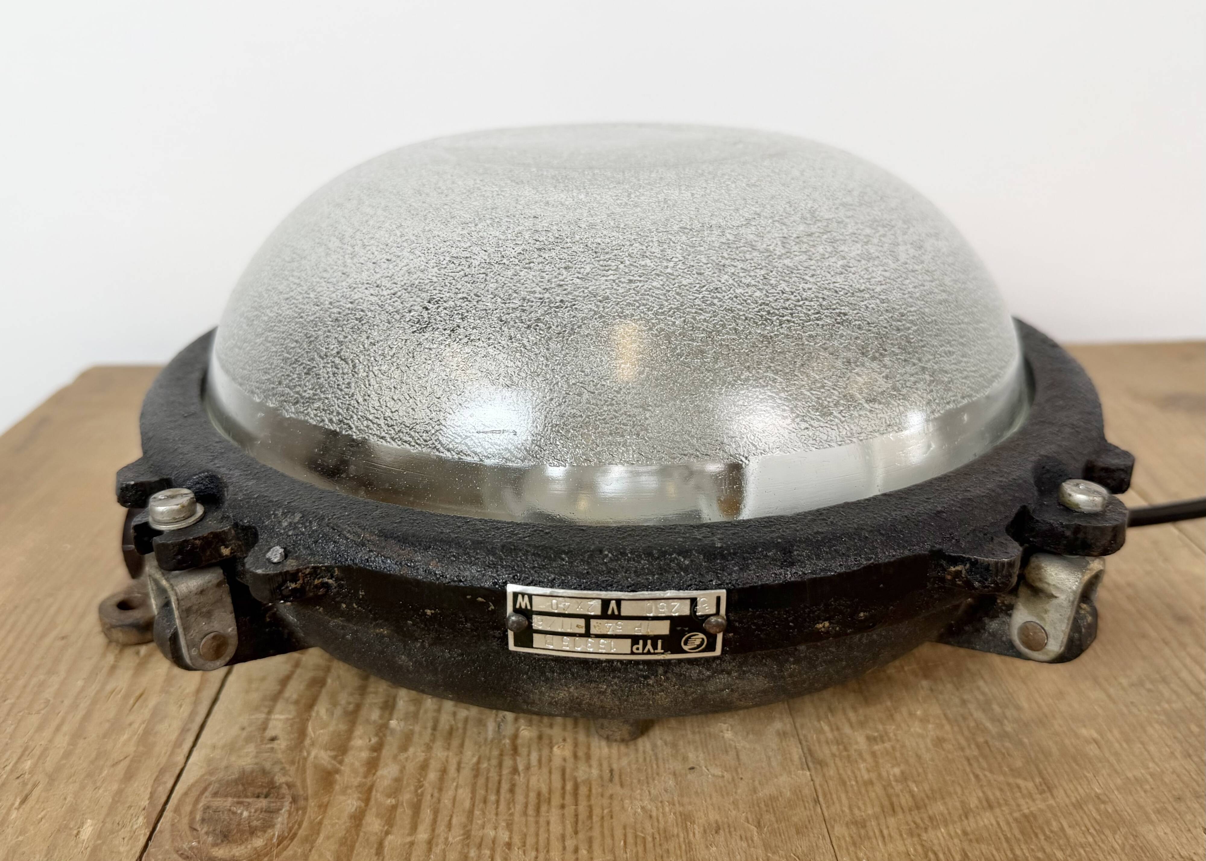 Black Industrial Cast Iron Wall or Ceiling Light from Elektrosvit, 1960s