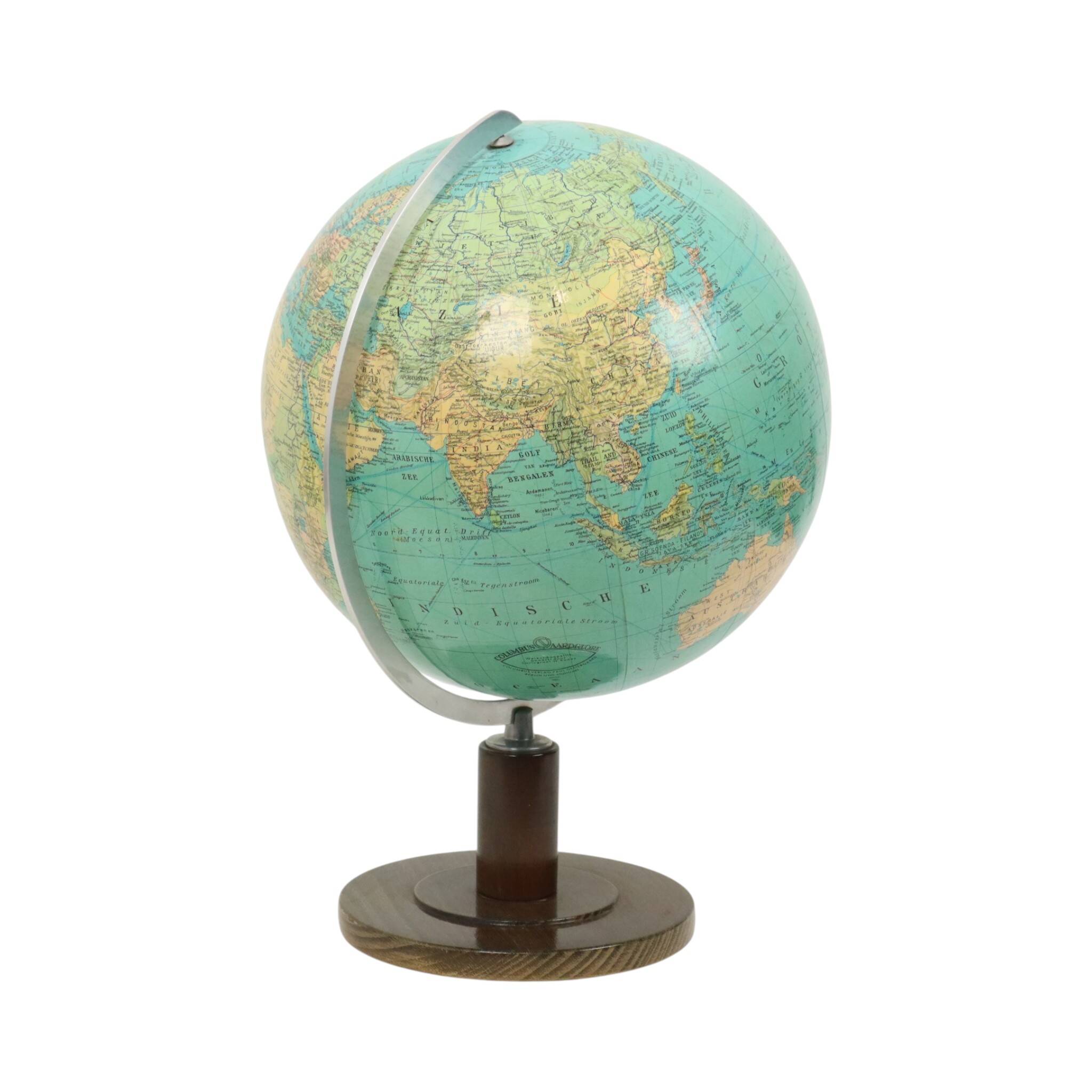 Large Vintage Columbus Globe Earth Globe Fifties