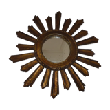 Old sun mirror gilded carved wood 50s-60s 49cm