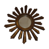 Old sun mirror gilded carved wood 50s-60s 49cm