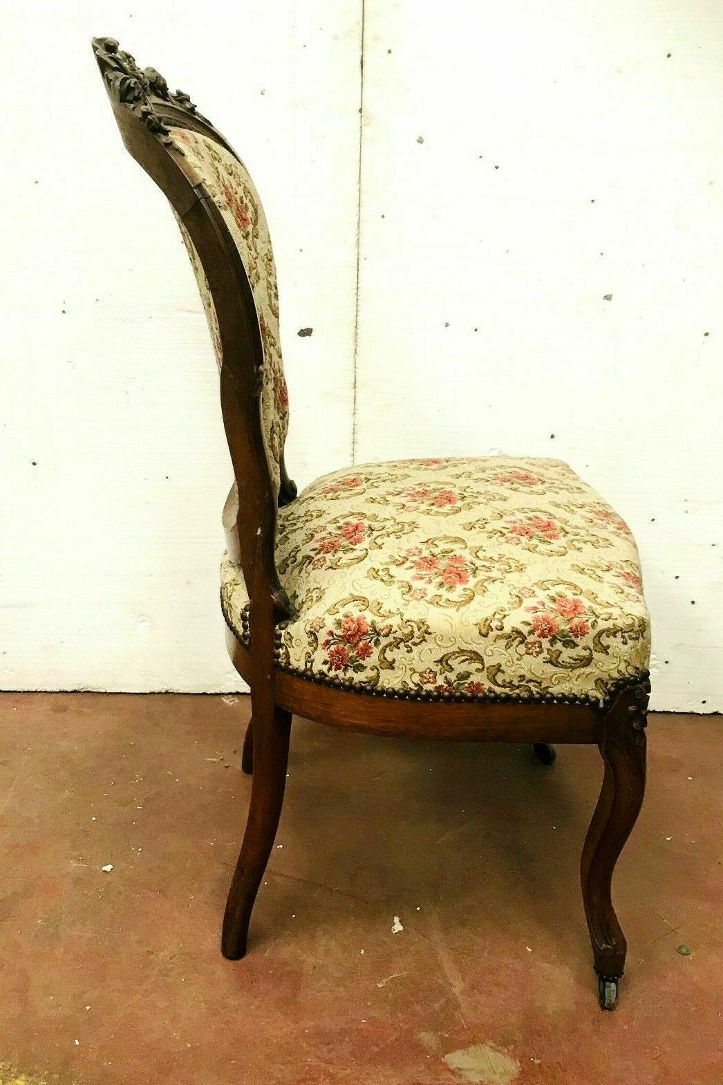Pair of Napoleon III chairs in 19th century carved mahogany