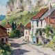 Watercolor Painting Jeep Nefkens (1926/1999) Watercolor Village on the edge of the cliff