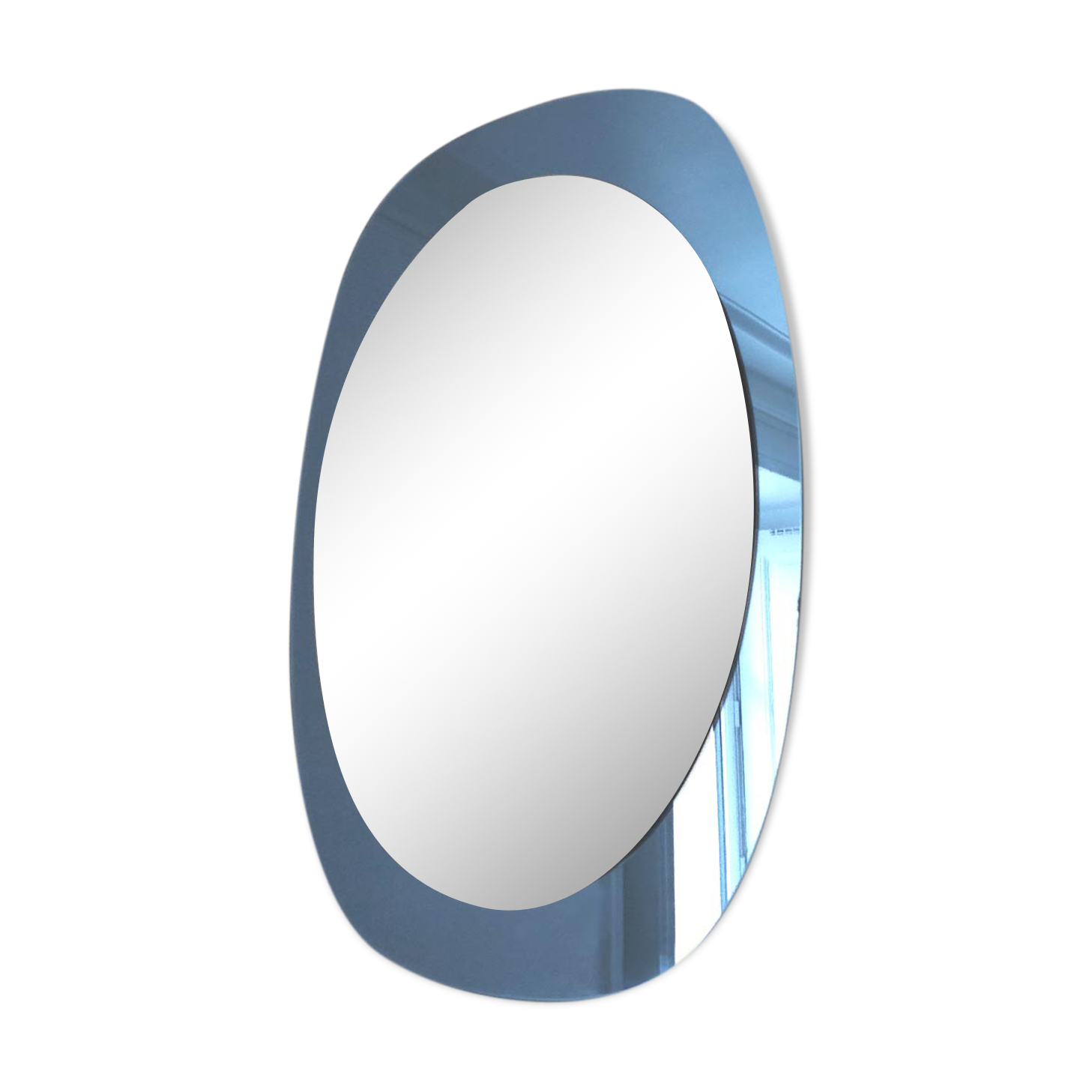 Two-coloured blue and silver Italian mirror - 71x51cm