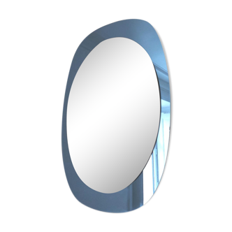 Two-coloured blue and silver Italian mirror - 71x51cm