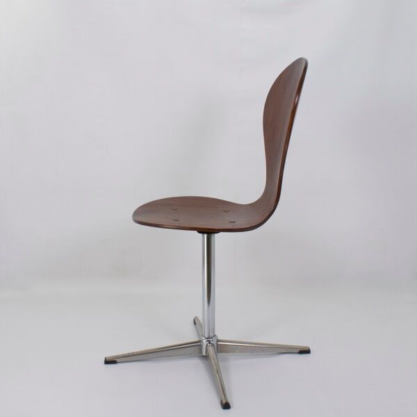 Vintage rotating chair in rosewood and chromed metal, 1950