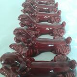 6 ceramic poodle dog knife holders