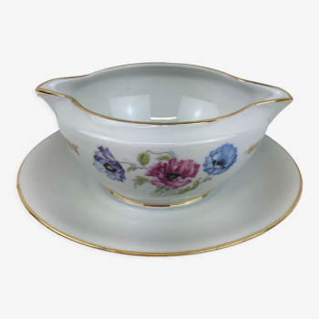 Saucier old white and gold porcelain made in France and its anemones decorations