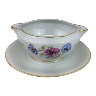 Saucier old white and gold porcelain made in France and its anemones decorations