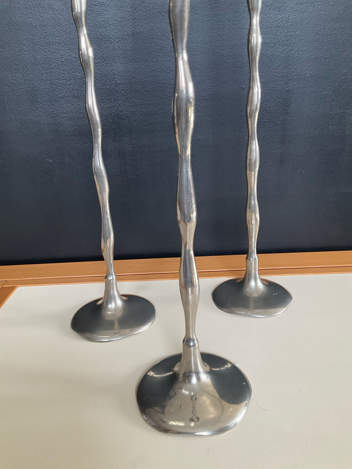 Vintage silver-plated candle holder trio