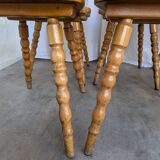 Set of 6 Vintage Tyrolean Heart Cutout Wooden Dining Chairs, Farmhouse