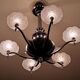 Lustre art déco en métal chromé et verre 6 bras de lumières