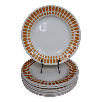 Ensemble de 8 assiettes plate Digoin Sarreguemines modèle Capri