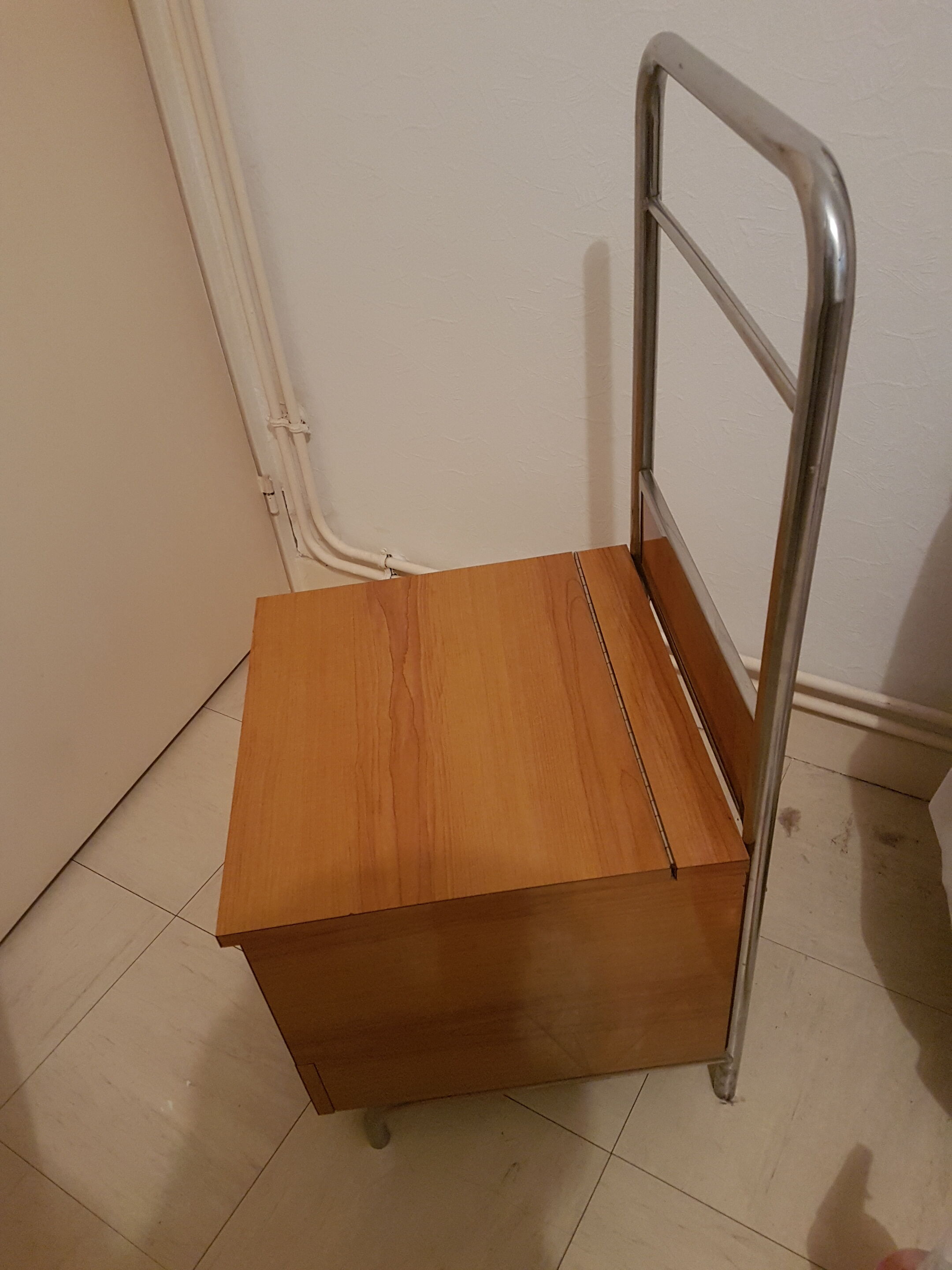 Bedside vintage formica and chrome 70 years internship