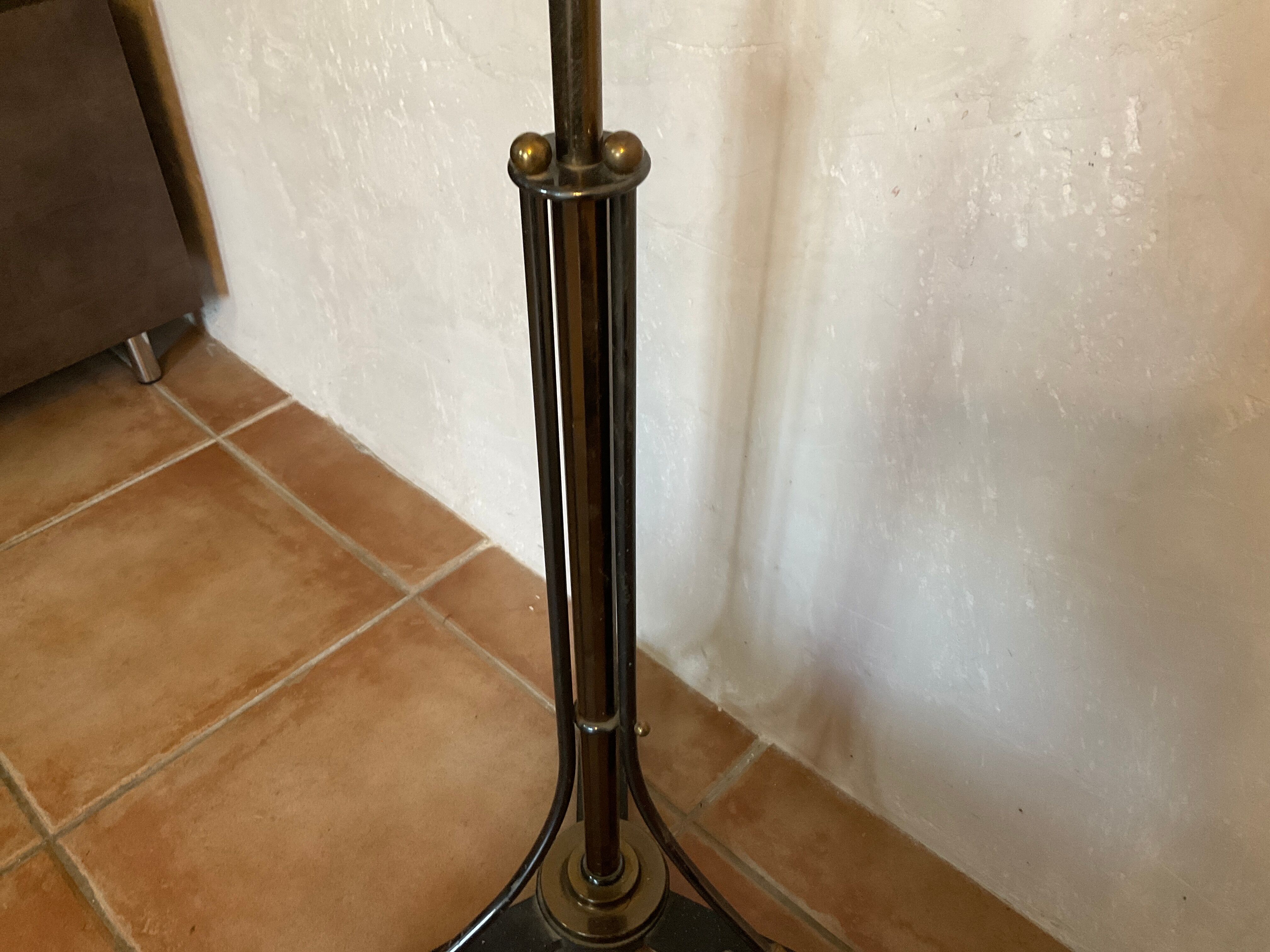 Lampadaire design bronze ,laqué noir et coupelle en verre
