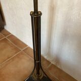 Bronze design floor lamp, black lacquered and glass cup
